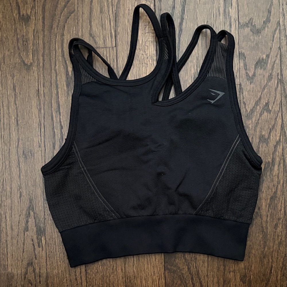 Gymshark Black Crop Top with Sportsbra insert